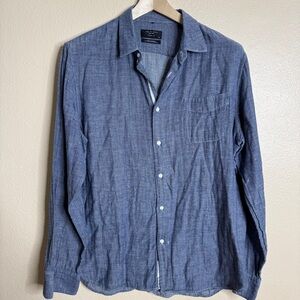 rag & bone Shirt Mens XL Blue Button-Down Classic Fit Long Sleeve Soft Cotton